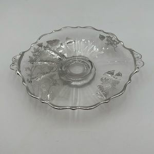 Flanders Clear by Silver City Footed Torte  California Depression Glass